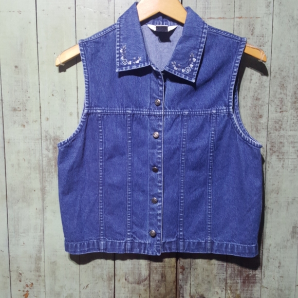 Van Heusen denim vest with embroidery detail - Picture 1 of 5